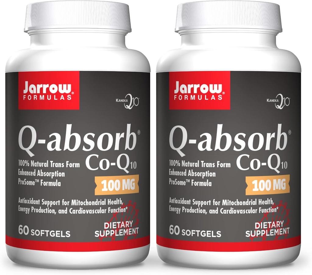 Jarrow Formulas Q-Absorb Co-Q10 100 mg - 60 Softgels, Pack of 2 - High Absorption Co-Q10 - Antioxidant Support for Mitochondrial Energy Production & Cardiovascular Health - Up to 120 Total Servings