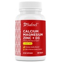 Safrel | Calcium Magnesium Zinc with Vitamin D3 | Calcium 1000 mg + Magnesium 400 mg + Zinc 20 mg + D3 600 IU | Tablets | 300 Count | Bone and Immune Support | Daily Mineral Blend