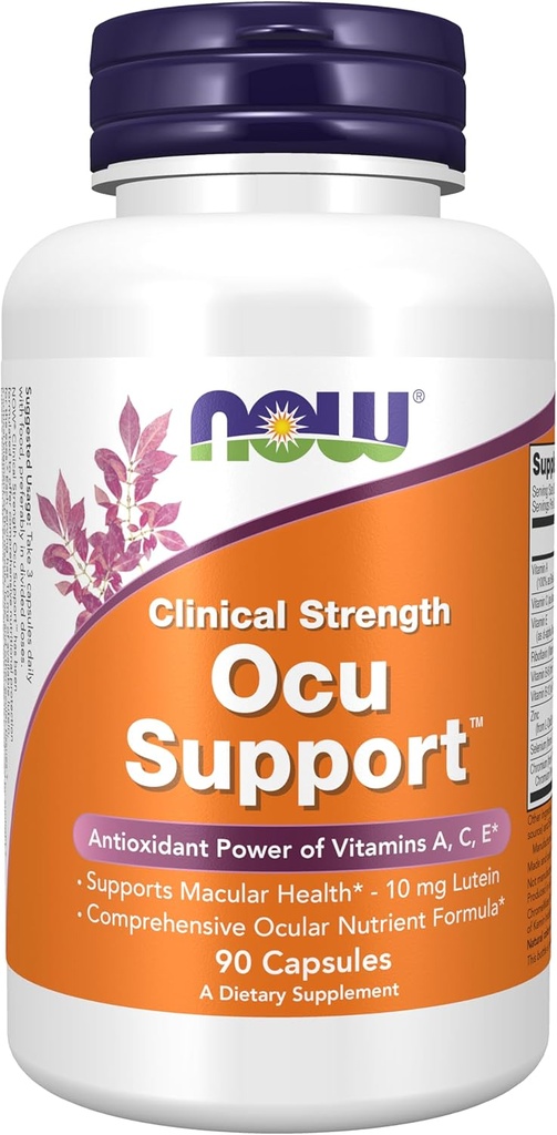 NOW Συμπληρώματα, Ocu SupportTMwith FloraGLO® Lutein, συν βιταμίνες A, C και E, 90 κάψουλες Veg