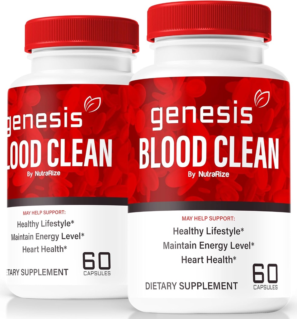 (2 Pack) Genesis Blood Clean Capsules - Επίσημη Φόρμουλα για την υποστήριξη Detox & Cleanse, Φυσική Υποστήριξη για την Ευζωία, Premium Genesis Health Blood Clean Pastillas (120 Κάψουλες)