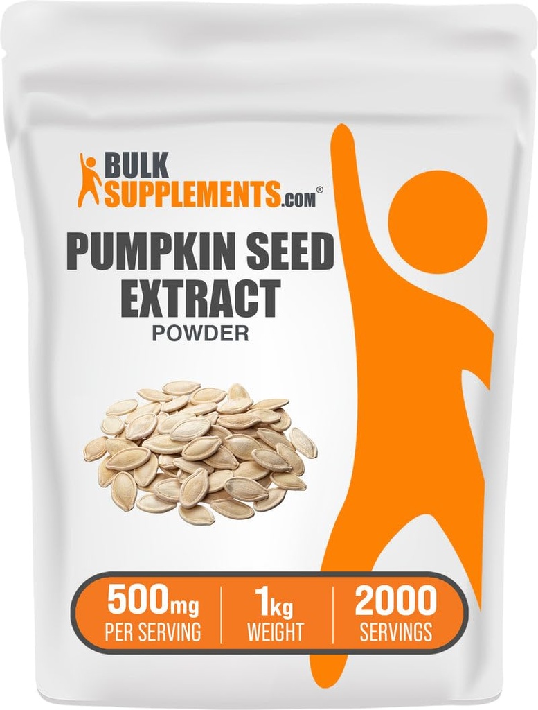 BulkSupplements.com Pumpkin Seed Extract Powder - συμπλήρωμα σπόρων κολοκύθας, συμπλήρωμα βοτάνων - Vegan & Gluten Free, 500mg ανά Σερβίρισμα, 1kg (2,2 lbs) (Συσκευασία των 1)