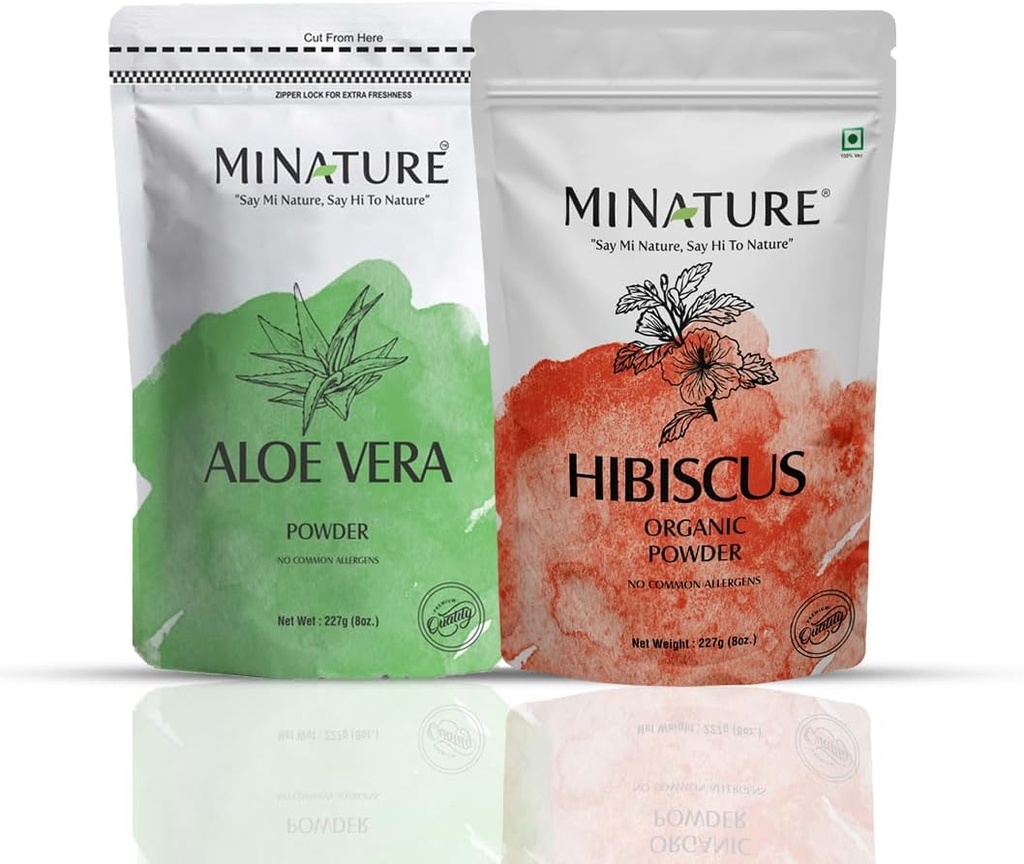 Hair care combo by minature | Set of Aloe Vera Powder & Hibiscus Powder | 227g Each | Pure & Natural | Free From Chemical & Preservatives