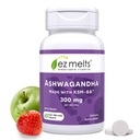 EZ Melts Dissolvable KSM-66 Ashwagandha, 300 mg, χωρίς ζάχαρη, άγχος, ύπνος και διάθεση συμπλήρωμα υποστήριξης, 30 ημερών προμήθεια, Apple Berry-Flavor - 1 συσκευασία