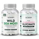 Οργανικοί Ocean Wild Sea Moss Κάψουλες και καθαρό γλυκινικό μαγνήσιο με ψευδάργυρο - 100% Ιρλανδική Θάλασσα Moss και Chelated Magnesium συμπλήρωμα για τις γυναίκες και τους άνδρες - Θυρεοειδή, καταιγίδες μυών και υποστήριξη ύπνου