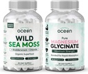 Οργανικοί Ocean Wild Sea Moss Κάψουλες και καθαρό γλυκινικό μαγνήσιο με ψευδάργυρο - 100% Ιρλανδική Θάλασσα Moss και Chelated Magnesium συμπλήρωμα για τις γυναίκες και τους άνδρες - Θυρεοειδή, καταιγίδες μυών και υποστήριξη ύπνου