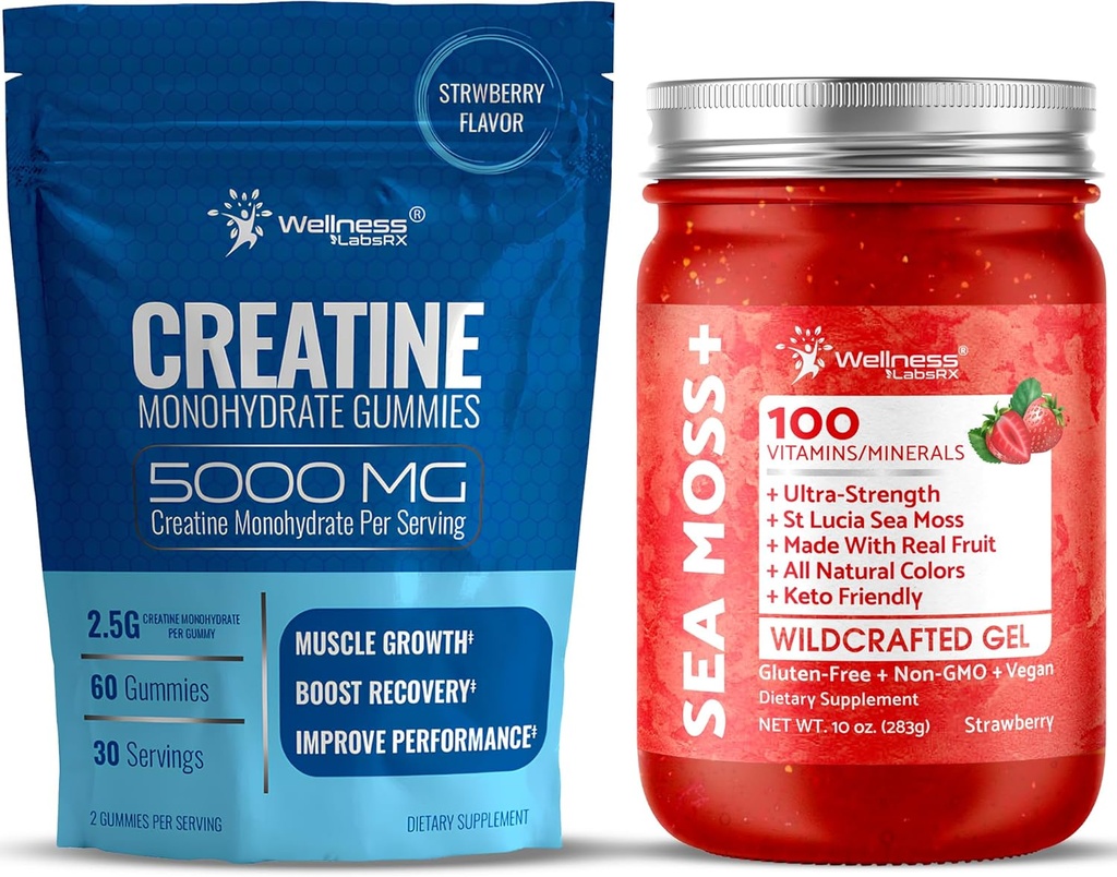 WELNESS LABSRX Sea Moss Gel Φράουλα με πλάσμα Gummys