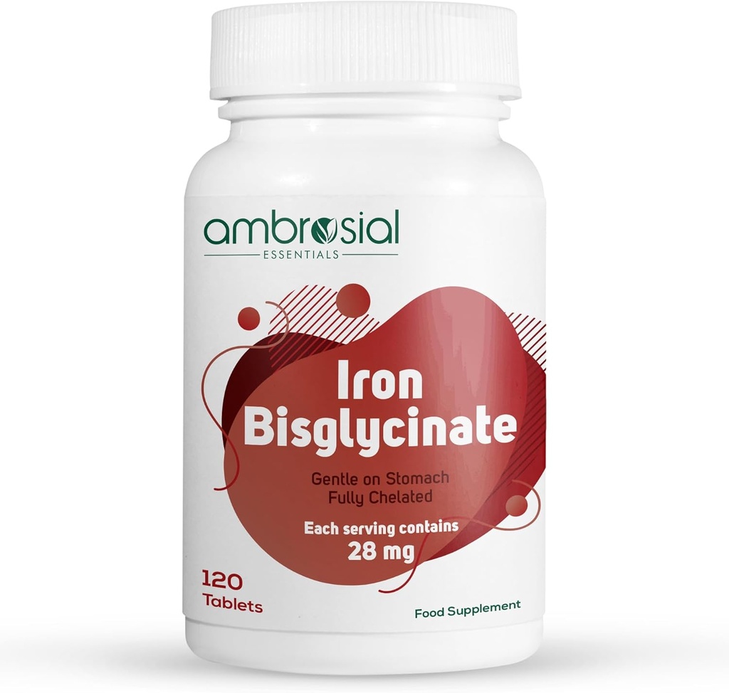 Ambrosial Iron Bisglycinate 28Mg Tablets Pack of 1-120 Tablets