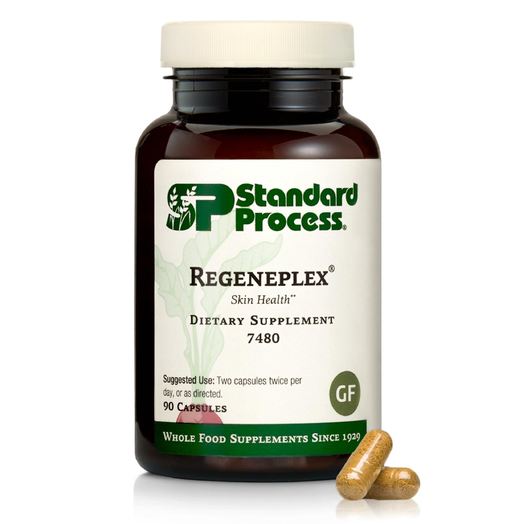 Standard Process Regeneplex - Συμπλήρωμα για την υγεία του δέρματος με βιταμίνη C & ψευδάργυρο - Υποστηρίζει Κυτταρική λειτουργία - Χωρίς γλουτένη - 90 κάψουλες (45 εξυπηρετούν)