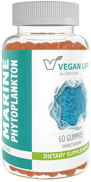 Vegan Life Nutrition Marine Phytoplankton Supplement, Orange Gummies (Pack of 60)