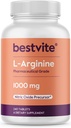 BESTVITE L- Αργινίνη 1000mg ανά δισκίο (240 δισκία) – Φαρμακευτικός Βαθμός – Περιέχει 20% Περισσότερα Αμιγής Αργινίνη Σε σύγκριση με την Arginine HCl – Nitric Oxide Precursor*