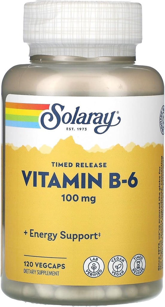 Solaray B 6 Δύο Στάδιο Timed Release, 100mg, 60 Count