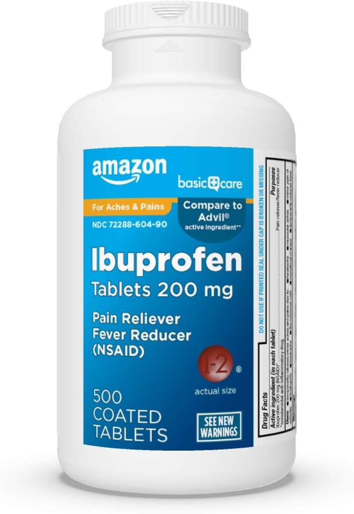 Basicισκία Βασικής Φροντίδας Ιβουπροφαίνη 200 mg, Αναπνευστικός Πόνος/ Μειωτής Πυρετός, 500 Αριθμός