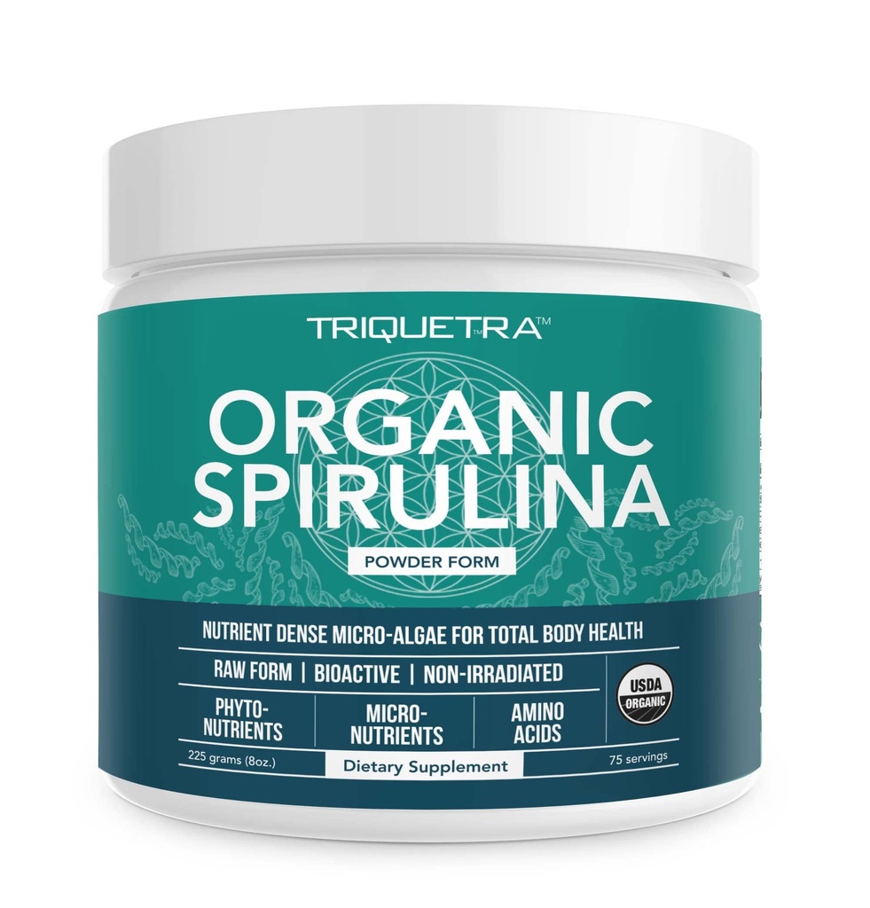 Βιολογική σκόνη Spirulina – Κατασκευασμένη με Parry® Spirulina, γνωστή για την ανώτερη καθαρότητα και τη θρεπτική πυκνότητα – Vegan Farming – Μη ακτινοβολημένο – Blue-Green Algae Superfood Supplement – 75 Servings – 8 oz