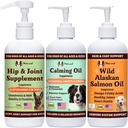 Φυσικό σκυλί Εταιρεία Wellness Bundle Oil Toppers τροφίμων Συμπεριλαμβανομένων (1) Άγρια Αλάσκας λάδι σολομού, (1) Υγρή Γλυκοζαμίνη, (1) Ηρεμιστικό Έλαιο