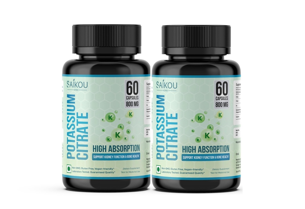 Potassium Citrate 800 mg High Absorption Potassium Supplement - 120 Servings Supports Electrolyte Balance, Kidney and Bone Health (2)