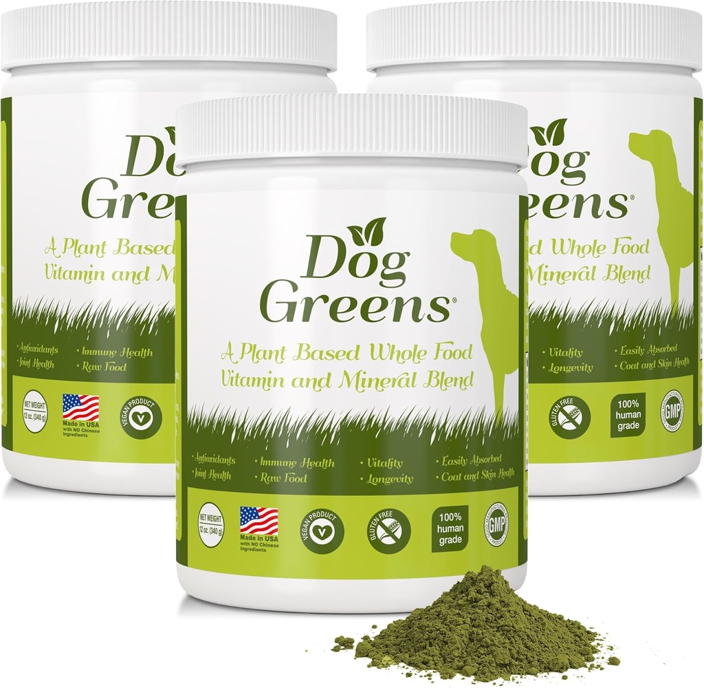 Superfood συμπλήρωμα για τα σκυλιά (12 oz) Βιολογικά συστατικά του ανθρώπου-Grade, Βιταμίνες, Ορυκτά, Αντιοξειδωτικά και Ίνες Πλούσια για Βέλτιστη Πέψη, γυαλιστερό παλτό και καλύτερη υγεία (3 Pack)