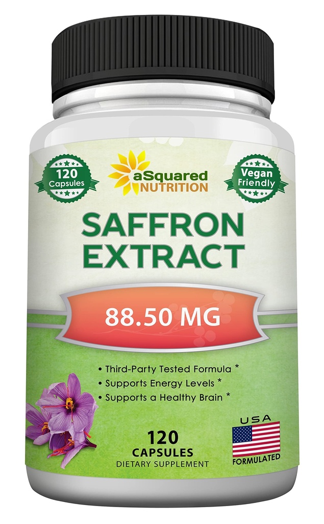 aSquared Nutrition Saffron Συμπληρώματα - 120 κάψουλες - Saffron Extract Pills - Pure Saffron Alternative to Powder, Tea, Threads & Gummies