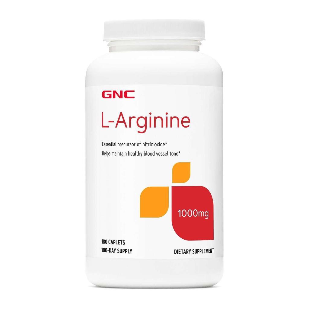 GNC L Arginine 1000mg Supplement, Supports Healthy Blood Vessel Tone, 180 Servings