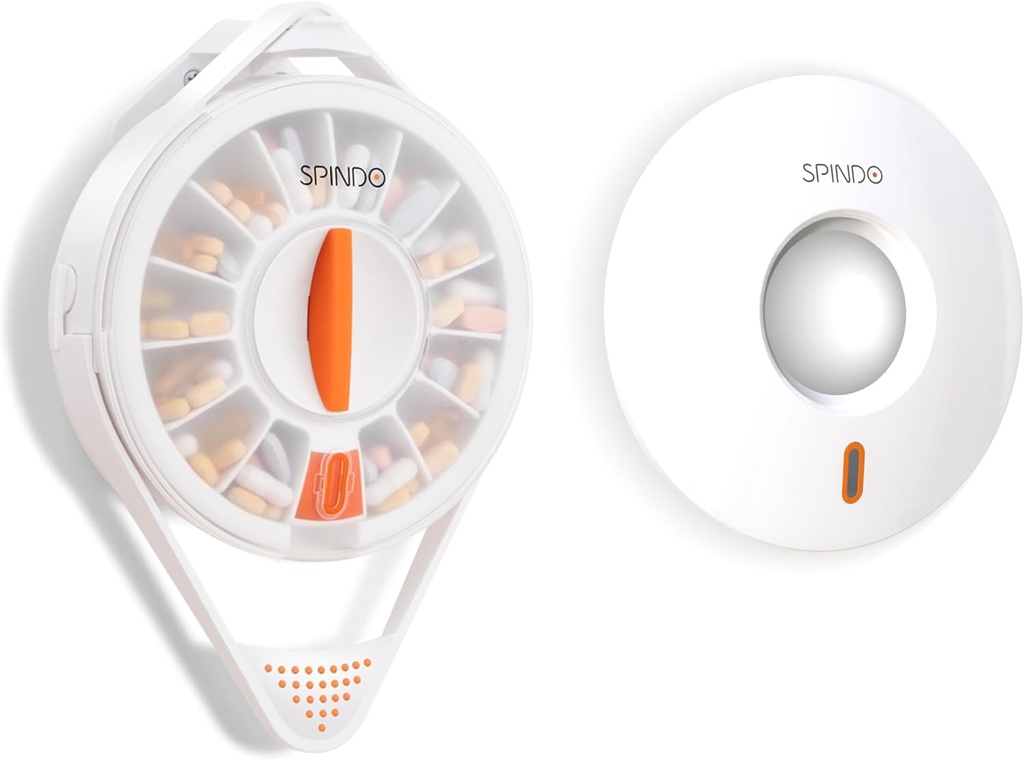 Fullicon Light Proof Combo, Weekly Pill Dispenser Organizer with Private Solid Lid, 14 Large Compartments and Child-Proof Lock, Spindo Medicine Dispenser Vitamin/Tablet/Supplement for Elderly (White)