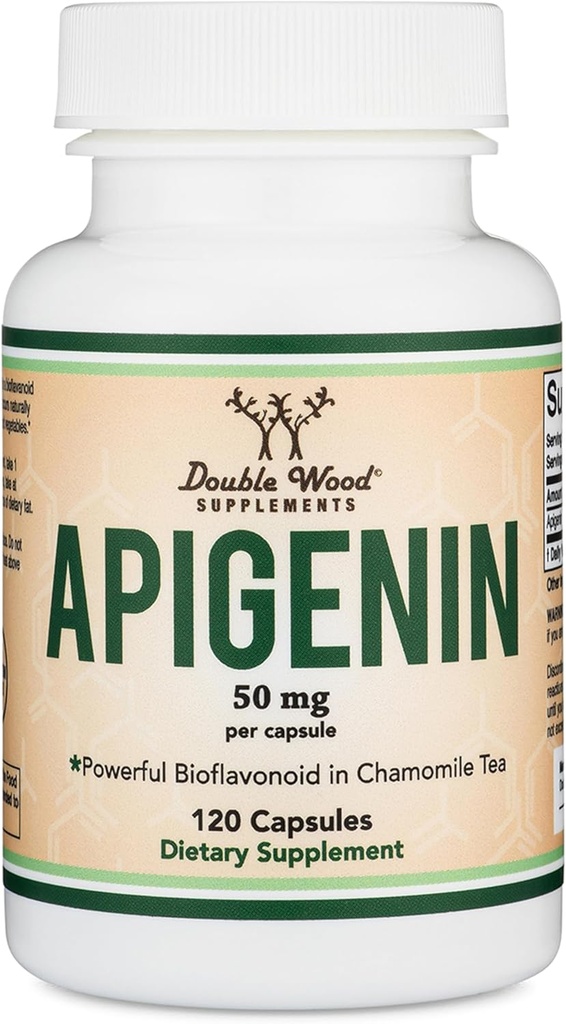 Συμπλήρωμα Apigenin - 50mg ανά καψάκιο, 120 Count (Powerful Bioflavonoid Found in Chamomile Tea for Relaxation, Sleep, and Mood) Senolytic Flavonols for Aging (Gluten Free) by Double Wood