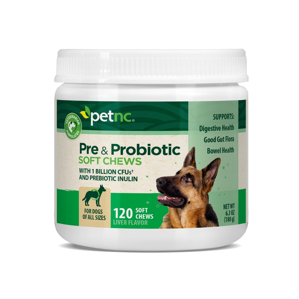 PetNC Natural Care Liver Flavor,Cheese Pre & Probiotic Soft Chews for Dog 120 ct (Pack of 1) (Packaging May Vary)