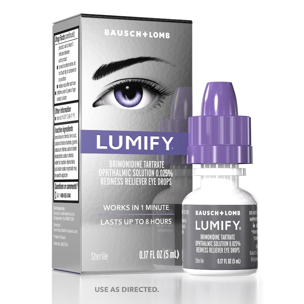 LUMIFY Οφθαλμικές σταγόνες για κόκκινα μάτια, Redness Reliever για φωτεινότερο αναζητούν μάτια, λειτουργεί σε 1 λεπτό & διαρκεί έως 8 ώρες, Οφθαλμικές σταγόνες, 0.17 Fl Oz (5 mL)
