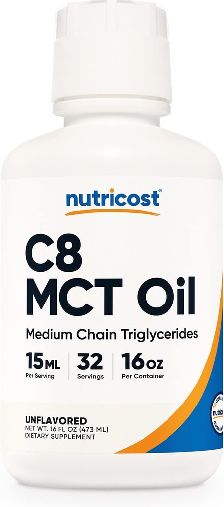 Nutricost C8 MCT Oil 16oz - Κέτο, Παλαιό, μη ΓΤΟ