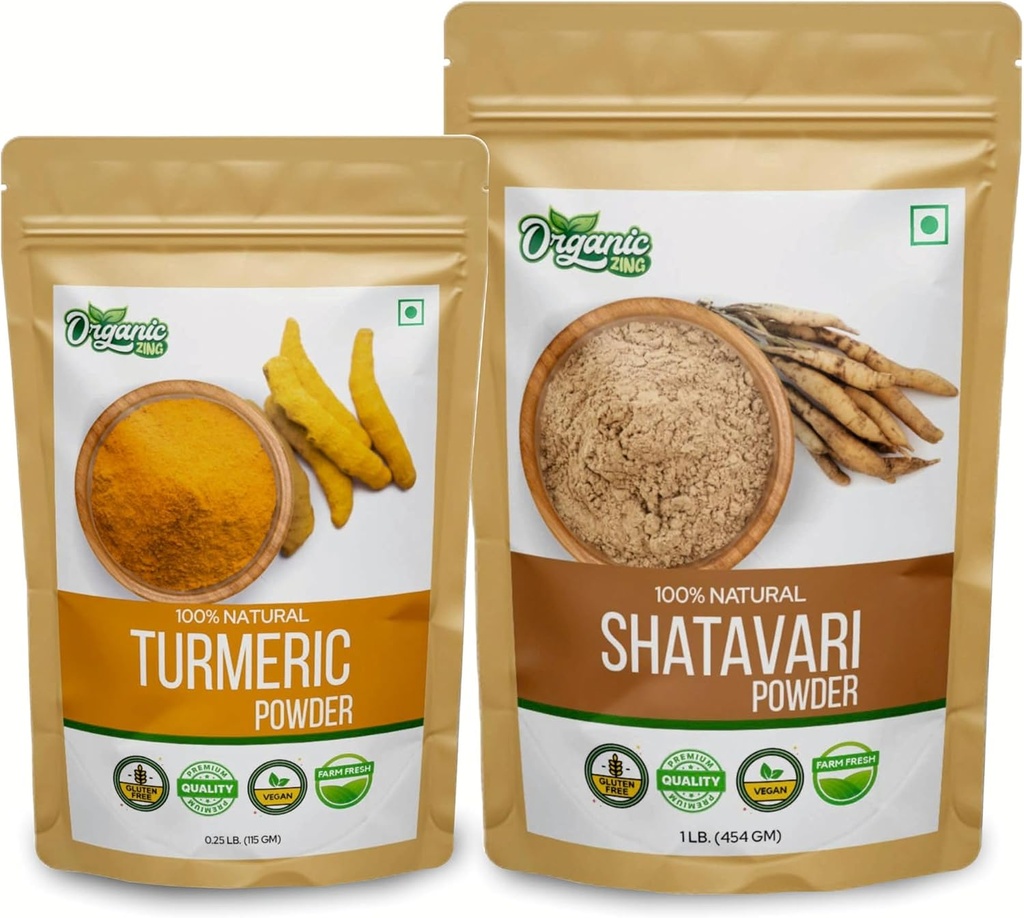 ORGANIC ZING Shatavari 454g & Turmeric Powder 115g
