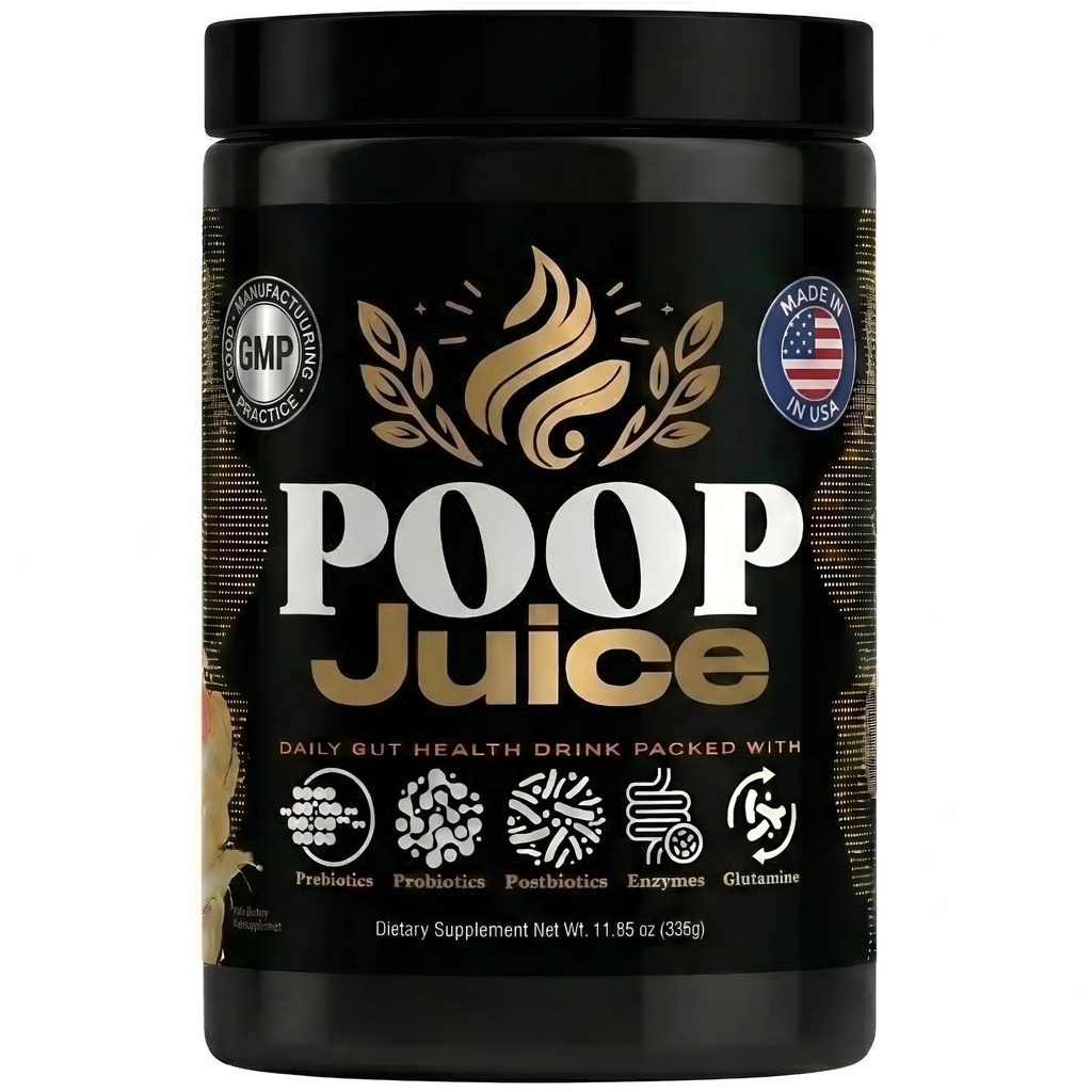 Poop Juice 5-in-1 Prebiotic, Probiotic, Postbiotic, Digestive Enzymes & Glutamine Supplement Powder - Bloat Relief, Gut & Immune Support - Ζάχαρη & Λακτόζη-Free - 30 Servings (Strawberry Lemonade)