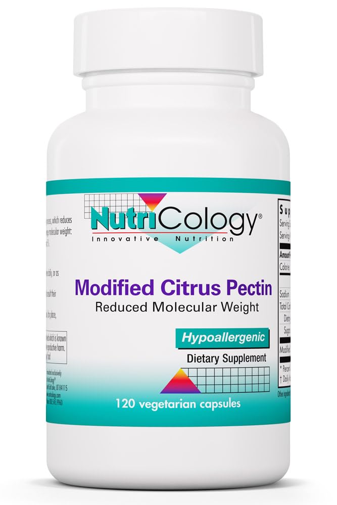 Nutricology Τροποποιημένη Citrus Pectin συμπλήρωμα για την υποστήριξη των ούρων - Τροποποιημένες κάψουλες Citrus Pectin για άνδρες και γυναίκες, Hypoallergenic, Gluten Free, Μειωμένη μοριακό βάρος - 120 κάψουλες χορτοφάγων