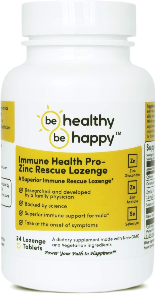 Να Είστε Υγιείς! Να Είστε Ευτυχισμένοι! Immune Health Pro - Zinc Rescue Lozenge Common Cold Relief Formula & Immune System Support 24 Count.