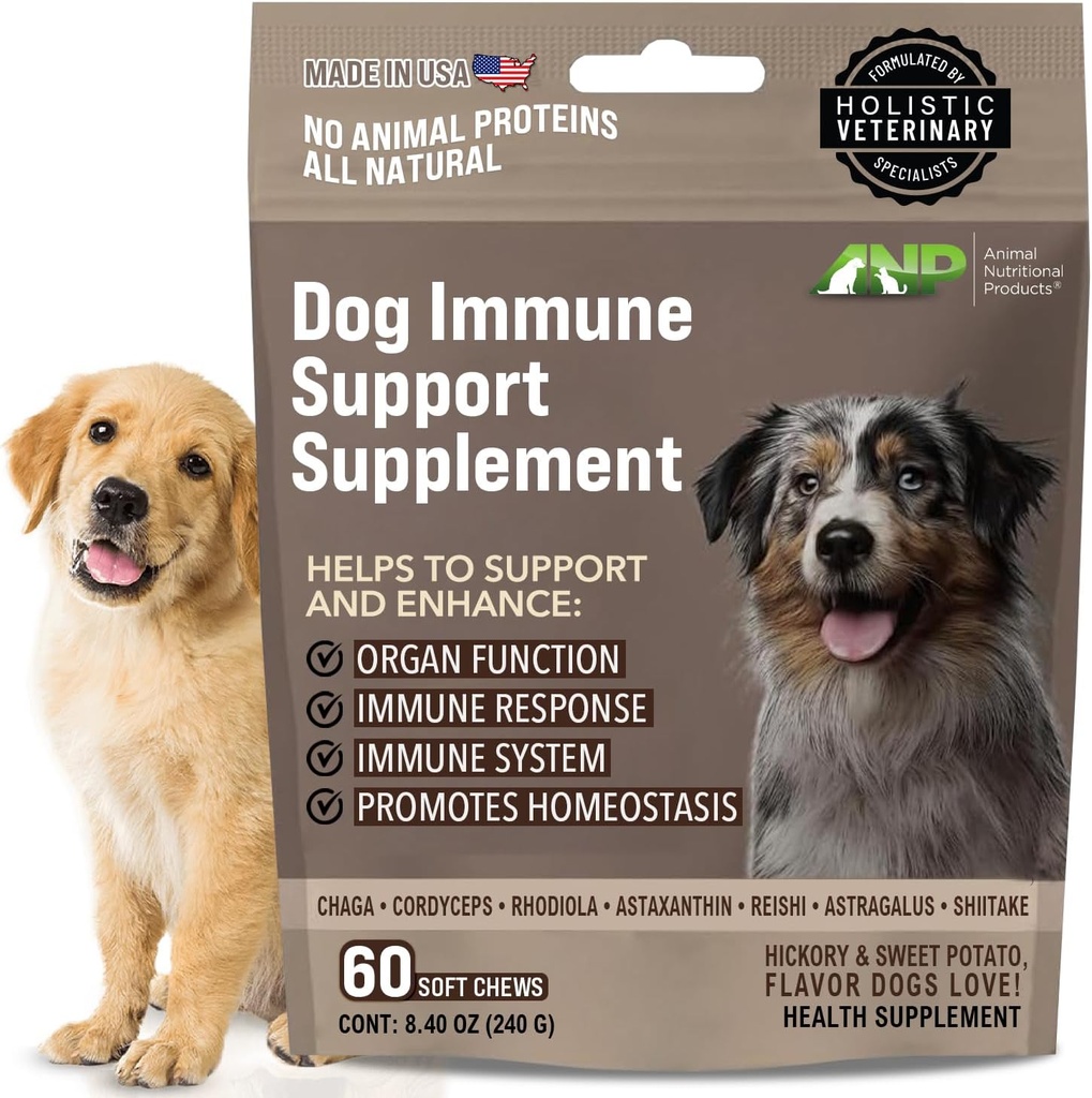 ANP Enhance Your Dog's Health with Mushroom Immune Supplement Boosting Dog Chews - No Animal Protein Formula - Vitality, Longevity, and Gut Health - Potent Reishi, Chaga, and Shiitake Mushrooms