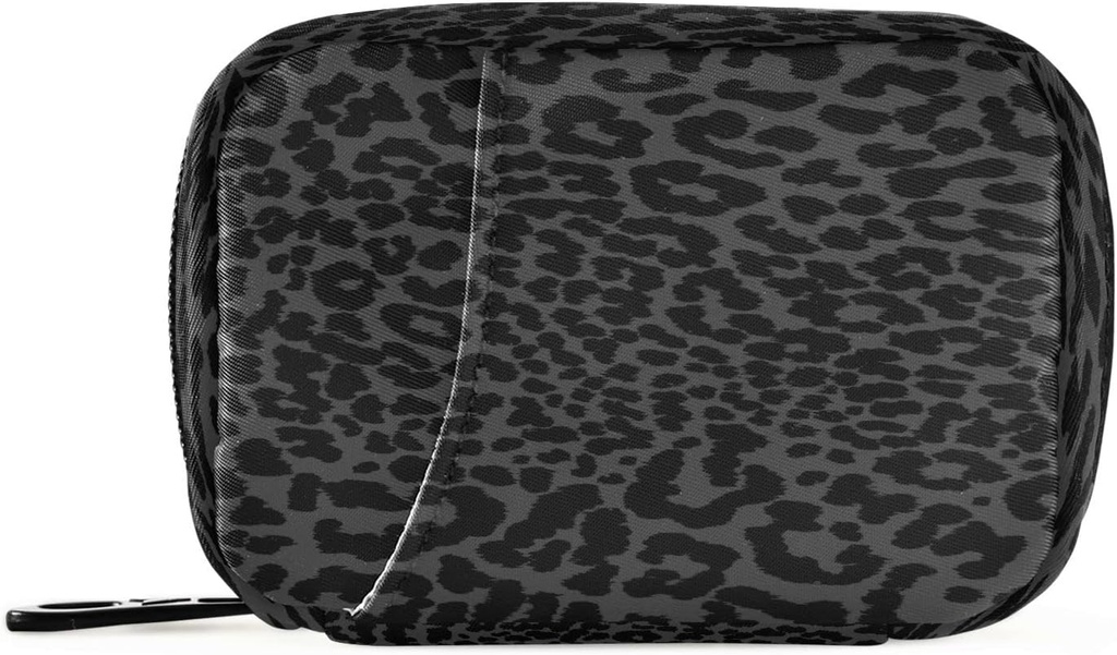 xigua Leopard Black Pill Box 7 Day Travel Pill Supples Τσάντα, Weekly Portable Τσάντα Organizer Χάπια με Zipper για συμπλήρωμα βιταμίνης ιχθυέλαιο