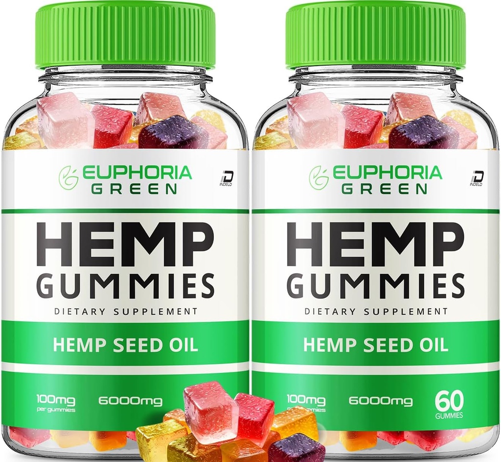 Euphoria Green Hemp Gummies - με εκχύλισμα κάνναβης EuphoriaGreen Hemp Gummies εμβοές βοτανική συμπλήρωμα, υγεία και ευεξία Υποστήριξη, Όλα τα φυσικά Euphoria Green Hemp Gummy (2 Pack - 120 Gummies)