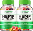 Euphoria Green Hemp Gummies - με εκχύλισμα κάνναβης EuphoriaGreen Hemp Gummies εμβοές βοτανική συμπλήρωμα, υγεία και ευεξία Υποστήριξη, Όλα τα φυσικά Euphoria Green Hemp Gummy (2 Pack - 120 Gummies)