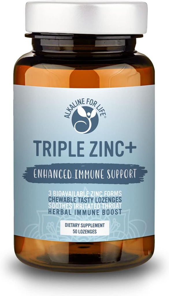 Triple Zinc Lozenges - 3 Forms of Bioavailable Zinc Glycinate, Zinc Citrate, Zinc Aspartate - Zinc Immune Support Supplement Echinacea, Slippery Elm, OPC, Vitamin C, Sucanat Honey