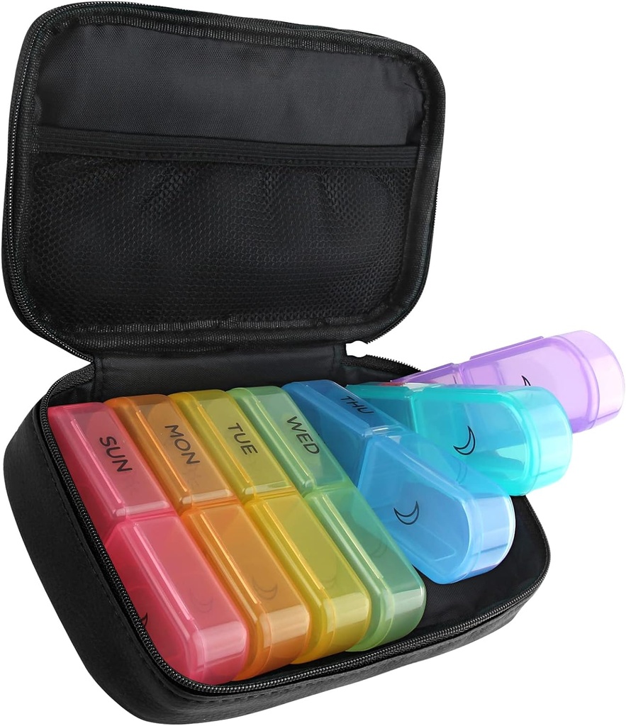 Extra Μεγάλη Εβδομαδιαία Τσάντα Χάπια, 2 φορές την ημέρα Am Pm Pill Box 7 ημέρες Pill Υπόθεση Αποθήκευση Χάπια για να κρατήσει βιταμίνες, φαρμακευτική αγωγή, λάδι ψαριών και συμπλήρωμα (μαύρο)