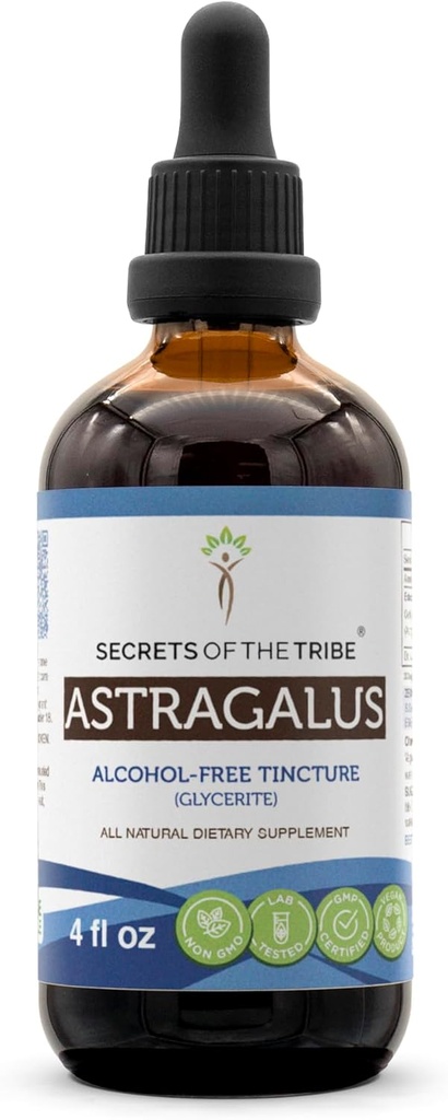 Secrets of the Tribe Astragalus Tincture Alcohol-Free Liquid Extract, Astragalus (Astragalus membranaceus) Dried Root (4 FL OZ)