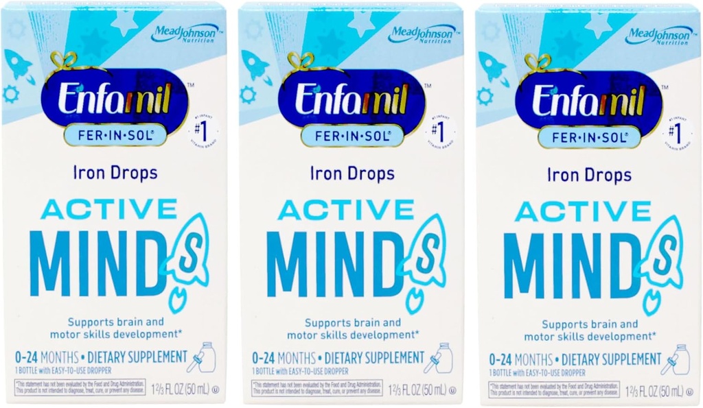 Enfamil Fer-In-Sol Σταγόνες συμπλήρωμα σιδήρου - 1,66 oz, Συσκευασία των 3