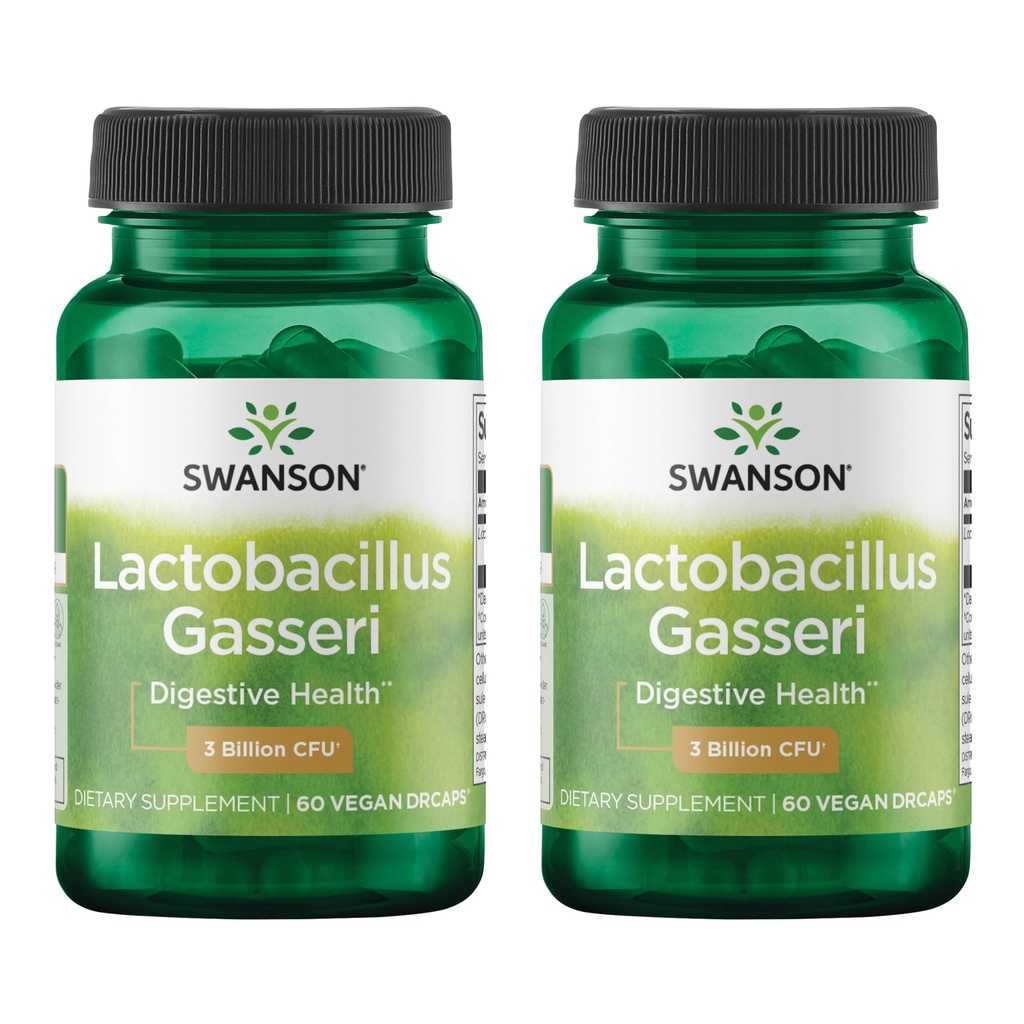 Swanson Lactobacillus Gasseri - Probiotic συμπλήρωμα που υποστηρίζει την Digestive Υγεία με 3 δισεκατομμύρια CFU - Σχεδιασμός-απέλαση κορεσμού & λιπώδης μεταβολισμός Υποστήριξη - (60 κάψουλες λαχανικών) 2 μπουκάλια