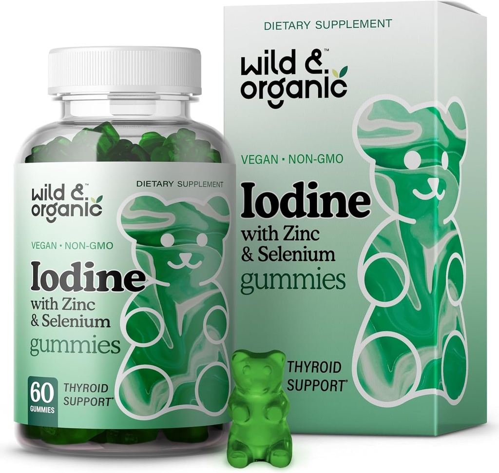 Wild & Organic Iodine Gummies 250mcg - Ανοσοποιητικό σύμπλεγμα υποστήριξης w/Potassium Iodide - Συμπλήρωμα ιωδίου ψευδαργύρου σεληνίου για Ασυλία & Συνολική Υποστήριξη - 60 Vegan, Pectin-based Gummies
