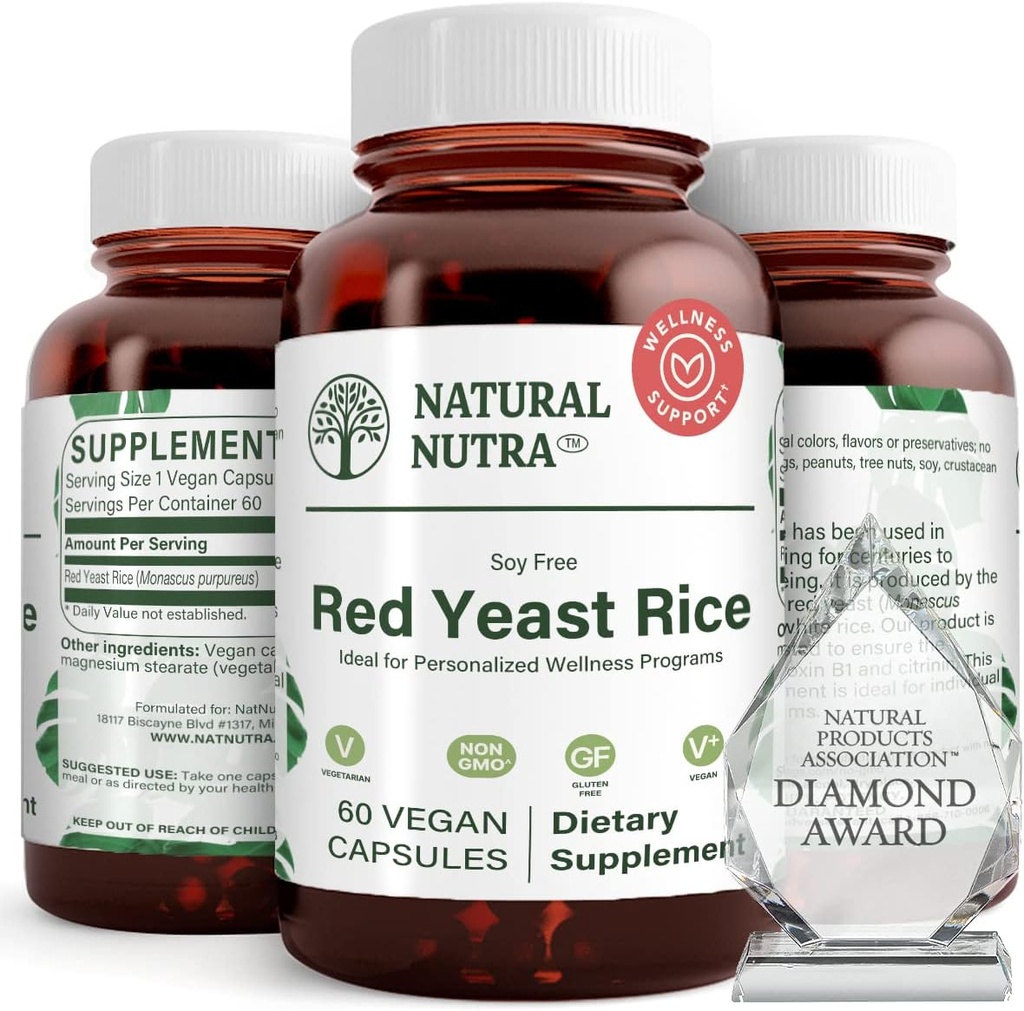 Φυσικό εκχύλισμα ρυζιού Nutra Red Yeast, καρδιοαγγειακή υποστήριξη, βοηθά στην ενίσχυση της ανοσίας, βοηθά στη διατήρηση των λιπιδίων του σώματος & την υγεία της καρδιάς, βελτιώνει την πέψη, συμπληρώματα χωρίς γλουτένη, 600 mg 60 κάψουλες (3 Συσκευασία)