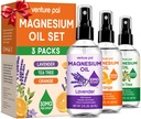 Venture Pal 3-Pack Topical Magnesium Oil Spray Set for Feet – Ιδανικό δώρο για χαλάρωση, καλύτερο ύπνο, ανακούφιση μυών για τα πόδια & αρθρώσεις, υγιή μαλλιά & δέρμα. Γρήγορη απορρόφηση, μη λιπαρή