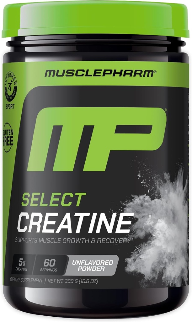 MusclePharm Creatine Monohydrate Powder, Pre Workout Muscle Builder & Post Workout Muscle Recovery Supplement, Ultra-Pure 100% Monohydrate Creatine Powder, 60 Servings, Unflavored