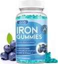Iron Gummies with Multivitamin, Iron Supplement for Women & Men with Zinc, Vitamin B Complex & C, B12, Folate - Blood Builder & Energy Support for Adults & Kids - Βατόμουρο Γεύση, Vegan 60 Gummies