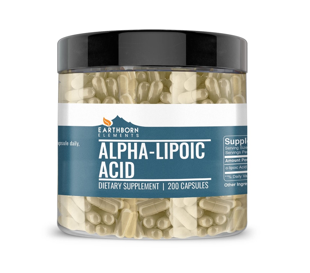 Earthborn Elements Alpha-Lipoic Acid 200 Κάψουλες, Καθαρό & Μη αραιωμένο, Χωρίς Πρόσθετα
