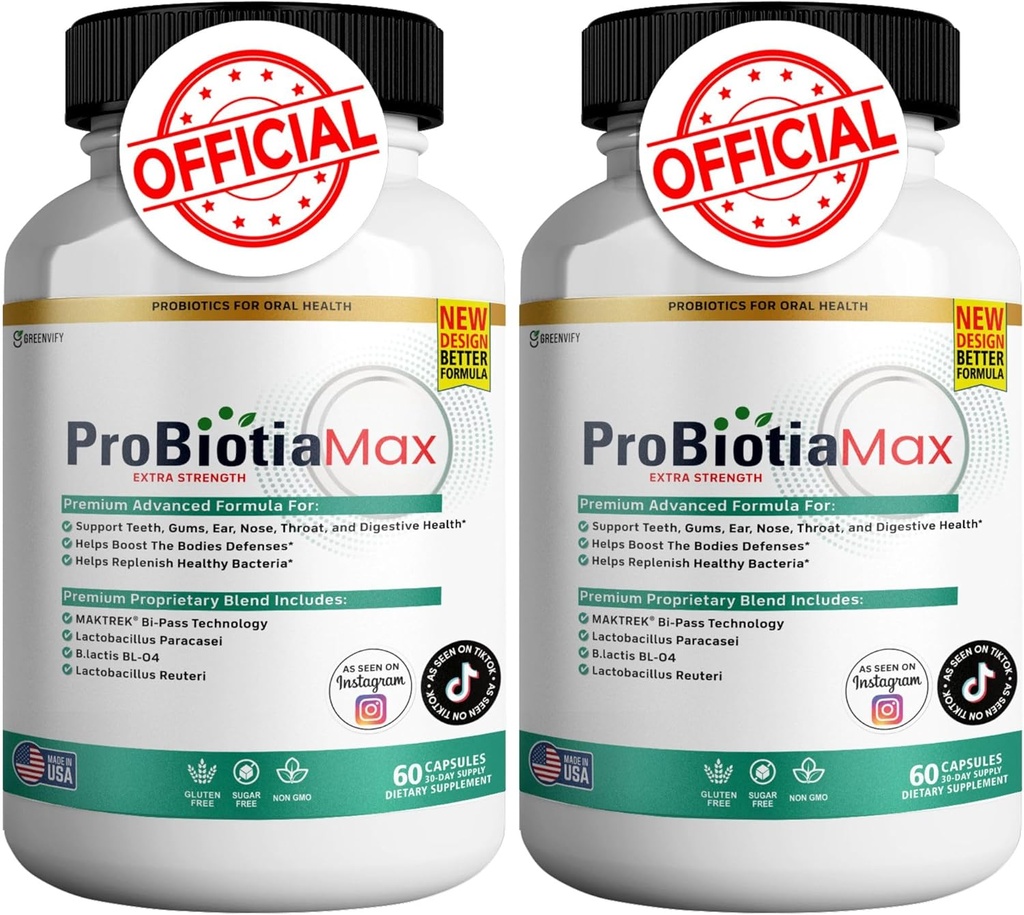 ProBiotia Max 40 δισεκατομμύρια CFU επιπλέον δύναμη στοματικό προβιοτικό συμπλήρωμα, 60 κάψουλες, υποστηρίζει τα δόντια και την υγεία των ούλων, χωρίς γλουτένη (2)