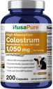 NusaPure Colostrum 1050mg 30% IgG 200 καψάκια (Non- GMO, Soyfree) Βιοπερίνη