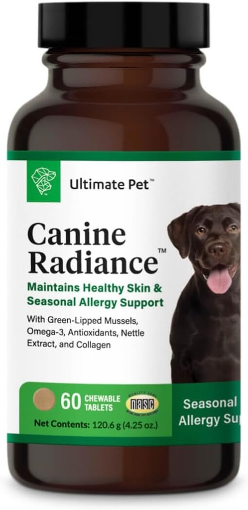 ULTIMATE PET NUTRITION Ακτινοβολία του δέρματος αλλεργιογόνου υλικού για σκύλους, Ωμέγα-3 ενυδάτωση του δέρματος, Αντιοξειδωτικά για την πρόληψη της φαγούρας και την ενίσχυση του καλύμματος, 60 Μασώμενα δισκία