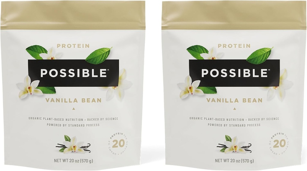 Πρωτεΐνη σκόνη Vanilla Bean - 20g Vegan, φυτικής βάσης πρωτεϊνικό μείγμα - μη-ΓΤΟ, μη-Dairy, Γλουτένη-ελεύθερο - 3,5g BCAAs - 9 Απαραίτητα Αμινοξέα - 30-Ημέρα προμήθεια - 2 Τσάντα, 30 Σερβιέτες